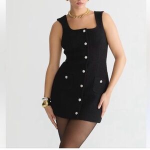 J. Crew Black Mini Dress with Button Accents